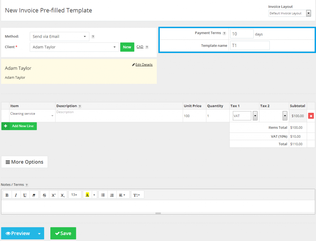 Creating Pre-filled Invoice Templates in Online Invoices - Online ...